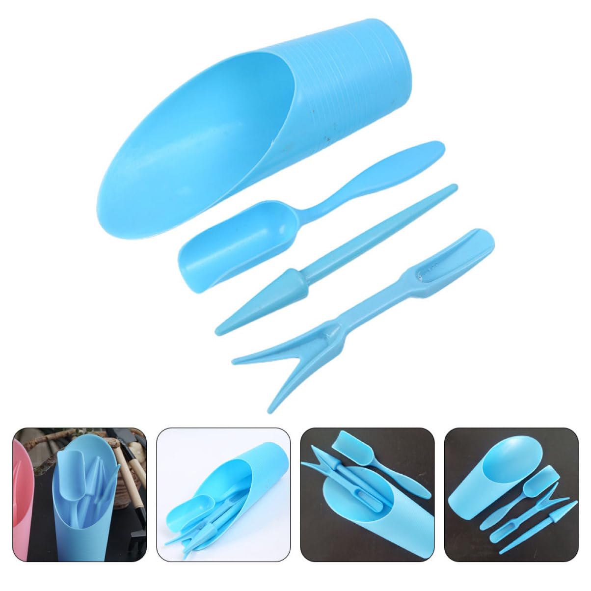 Gardening Tools Usa - 4 ピース/セット、プラスチック耐久性のあるバケツシャベル鉢植え栽培シリンダー MeatPlant 土壌シャベルガーデンツールミニ庭の植栽ツール