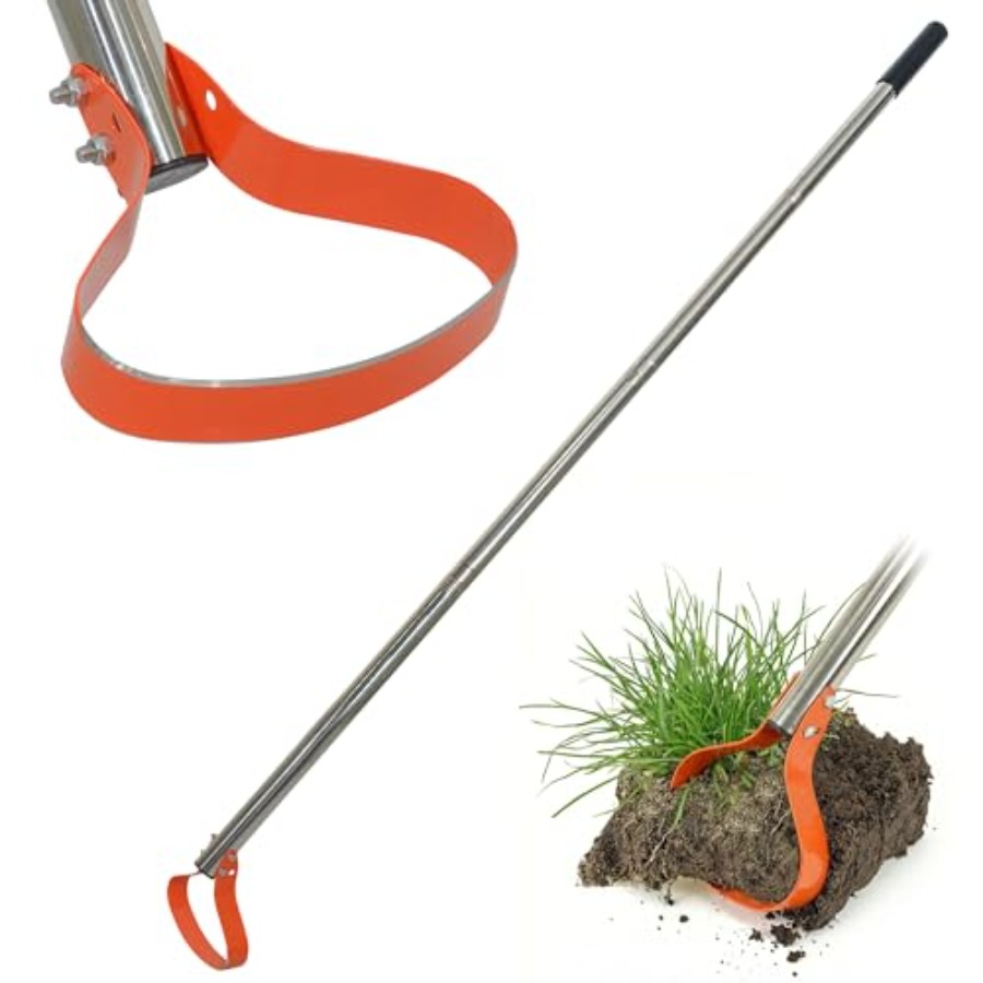 Gardening Tools Sharp - 63インチの雑草除去ツール - 15本の刃が付いた鐙型鍬ガーデンツール ° 鋭利なばね鋼刃と緩み止めナット、調節可能なロングH
