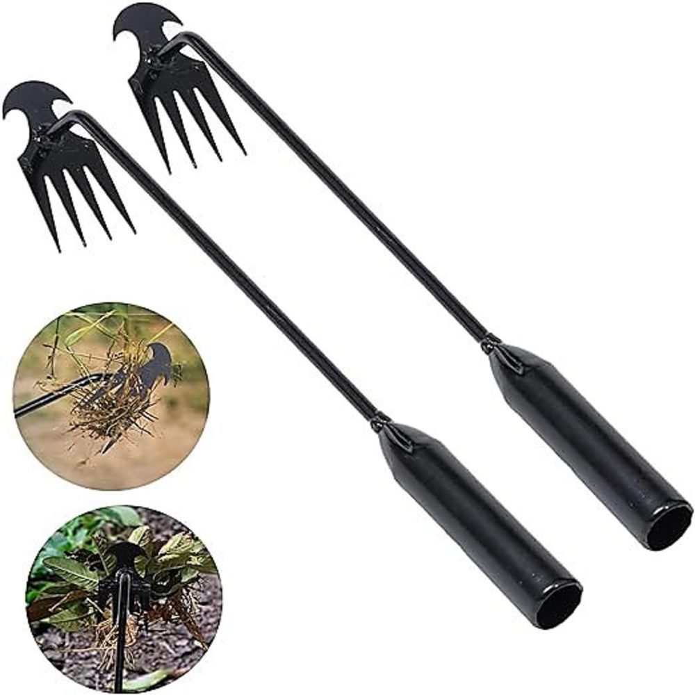 Gardening Tools Hoe - 4 歯 - 庭用多機能ハンド除草機 - 耐久性とポータブル庭除草ツール、野菜園芸