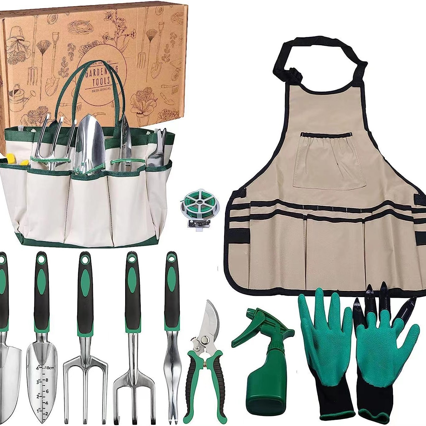 Gardening Tools Rake - 11個入りガーデンツールセット アルミ合金製ステンレス鋼シャベル、熊手、鍬、園芸ギフトボックス