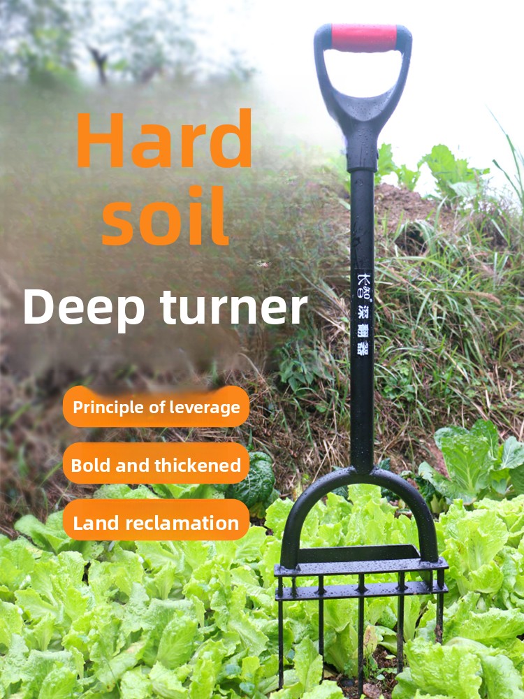 Gardening Tools Hoe - 庭の土をほぐすためのツール、ディープティラー、鍬、スチールフォーク、農業用ツール、土地再生や土壌掘削用