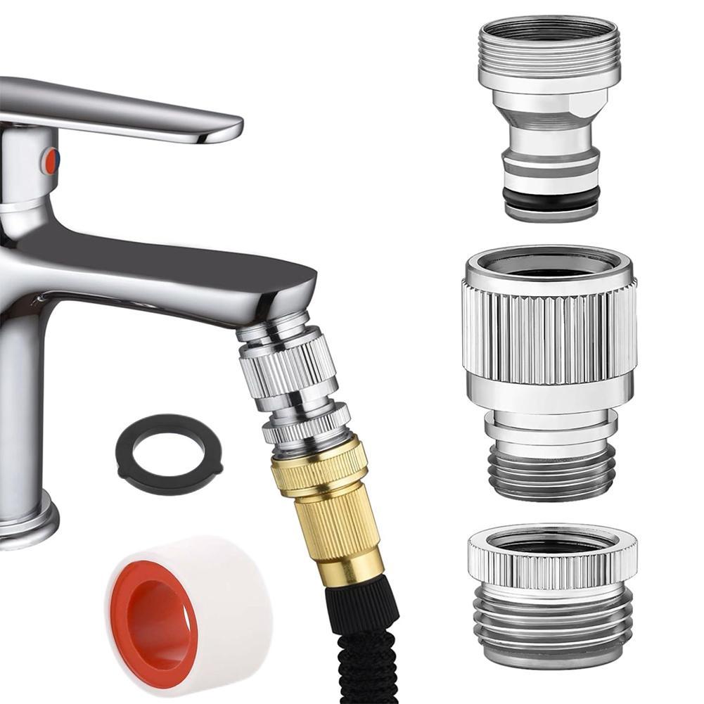 Gardening Tools Usa - 蛇口アダプターセット ガーデンホースとシャワー接続用 クイックコネクター ホースアダプター 洗面器フィッティング 庭の水やりツール