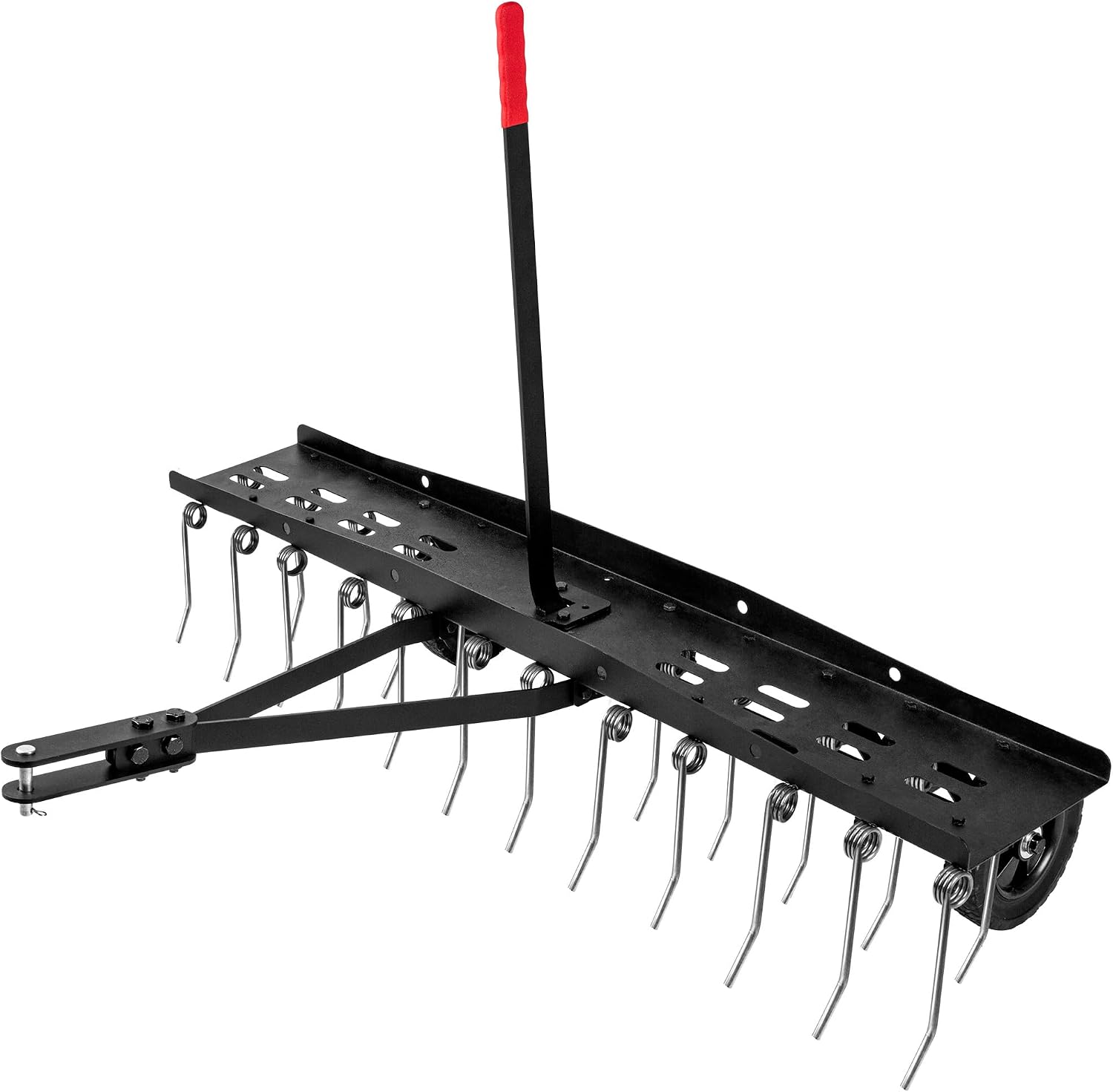 Gardening Tools Rake - 牽引式芝生脱草機レーキアタッチメント、頑丈なスプリングスチール製タイン芝生エアレーター装置、ガーデン トラクター乗用芝刈り機用ヤードツール、黒、1個入り