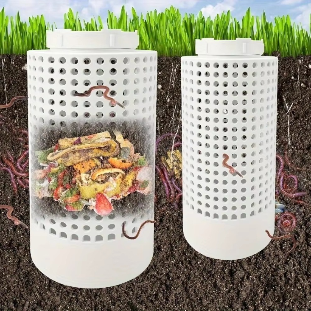 Compost Bin - 省スペースPVC製ミミズ堆肥容器（小型鉢植え植物・庭園用）丸型防臭ミミズ茶堆肥チューブ1個