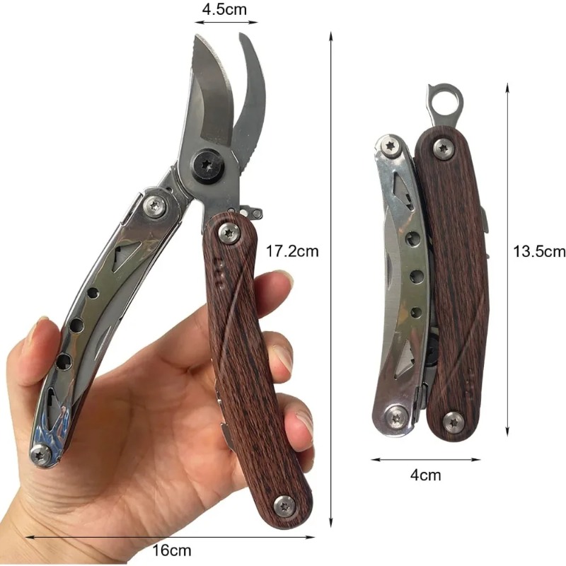 Garden Hand Trowel - 6 in 1 ガーデニングヘビーデューティーツール、新鮮な枝用ハサミ、手動剪定ばさみ（鋸、樹皮シャベル、安全ロック付き）