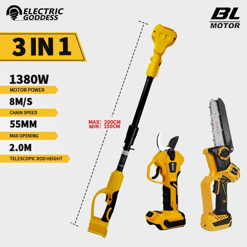 Gardening Tools Usa - ブラシレス6インチ電動チェーンソー伸縮式ポール剪定ばさみ高枝カッター園芸木剪定ツールDewalt 20Vバッテリーピン対応
