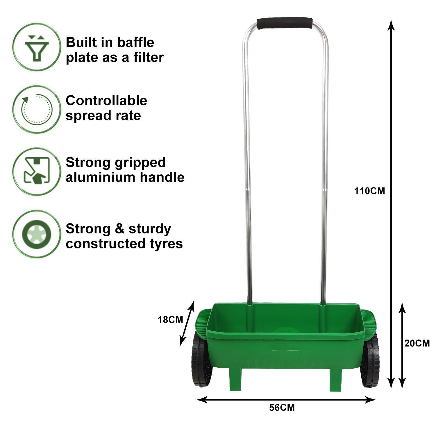 12Lプッシュ式プラスチック播種機肥料散布機調整可能な出口付 - Grass Seed Spreader のレビューと価格
