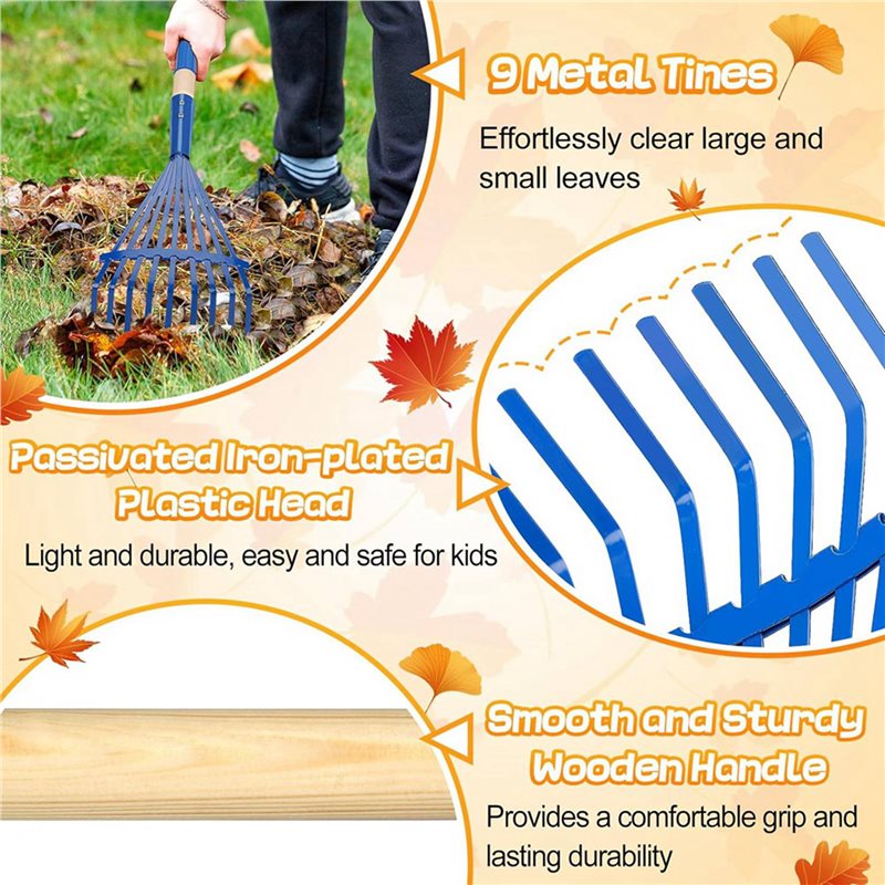 JHD 3X 子供用熊手 木製ハンドル付き かわいい熊手 子 - Gardening Tools For 3 Year Old のレビューと価格