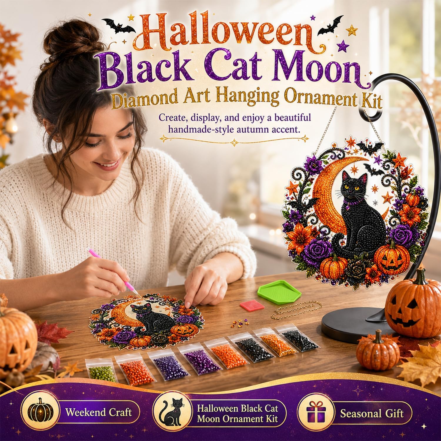 ハロウィンパンプキンダイヤモンドアート吊り下げオーナメントキ - Gardening Tools Diy のレビューと価格