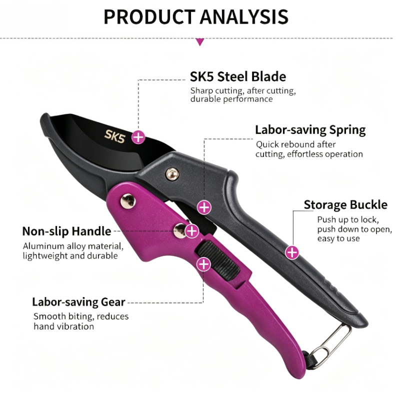 SK5 ギア剪定鋏ポータブル家庭用園芸はさみグレーパープルハ - Gardening Tools Sharp のレビューと価格