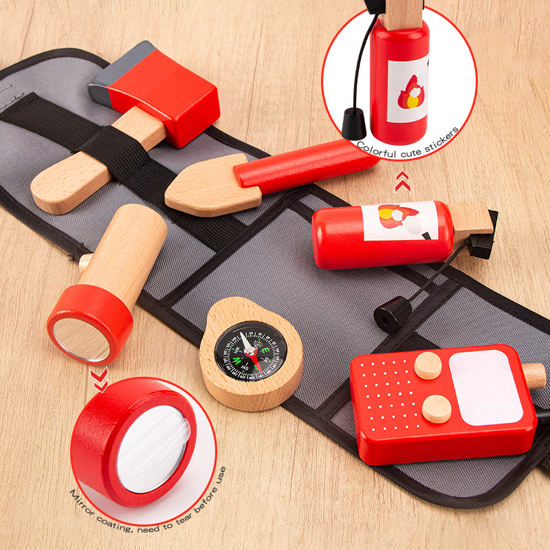子供用木製シミュレーションツール消防士ウエストバッグセットご - Gardening Tools For 3 Year Old のレビューと価格