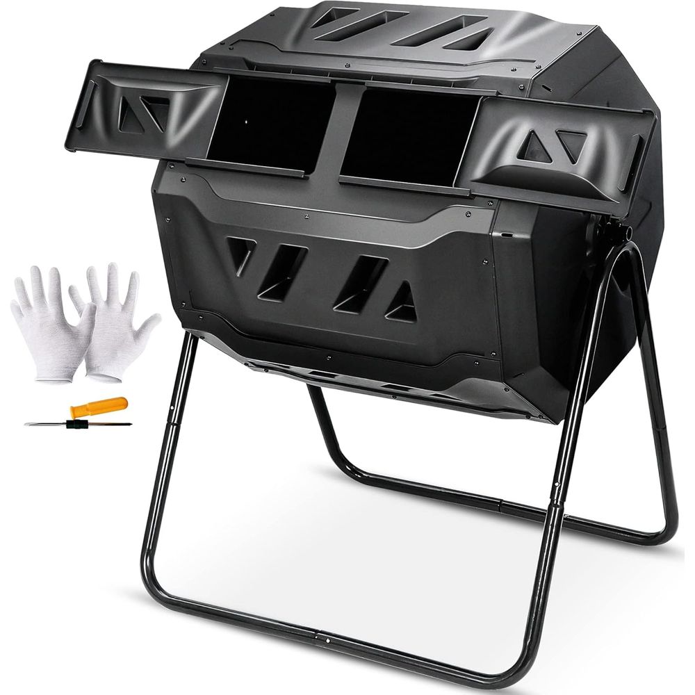 43ガロン堆肥タンブラービン、二層式BPAフリー回転式庭用ゴ - Compost Bin のレビューと価格