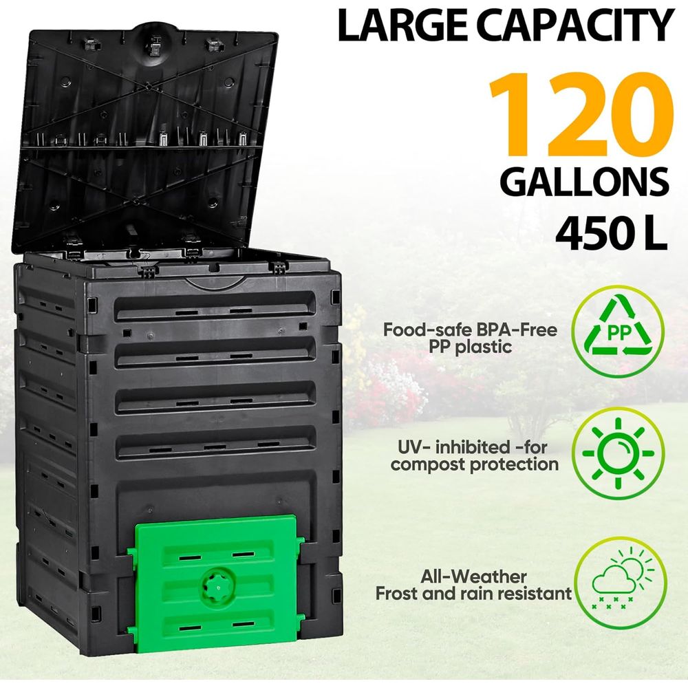 120ガロンガーデンコンポストビン - 簡単組み立て、肥沃な - Compost Bin のレビューと価格