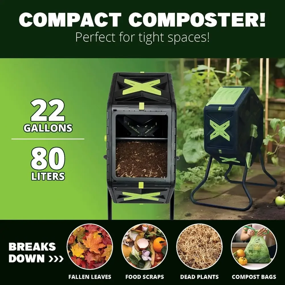 回転式21ガロン屋外堆肥容器 - BPAフリー、耐候性があり - Compost Bin のレビューと価格
