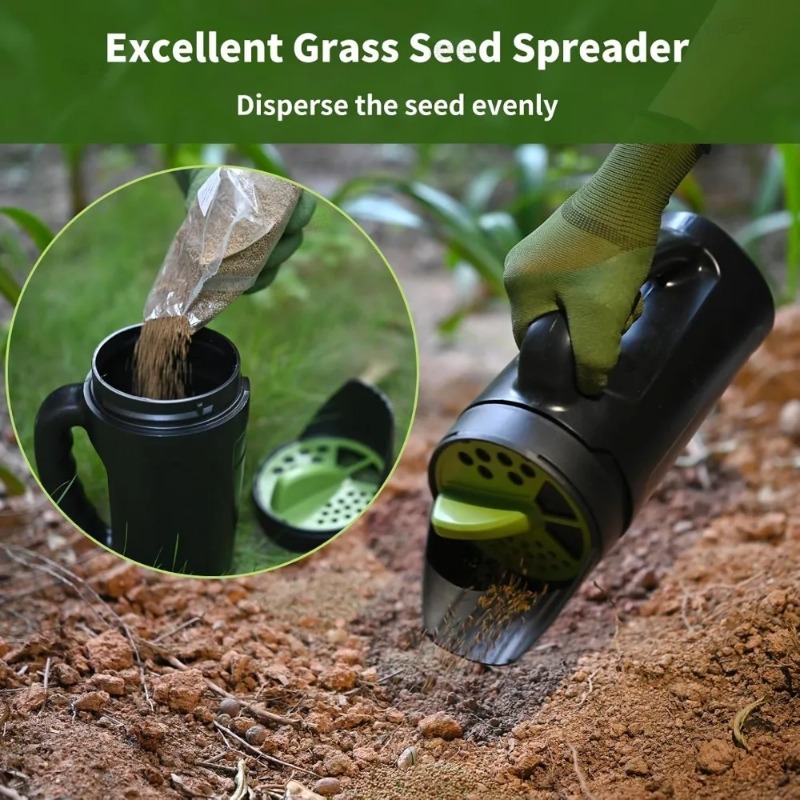 ポータブルハンドヘルド芝生散布機、調整可能な開口部付き、草の - Grass Seed Spreader のレビューと価格