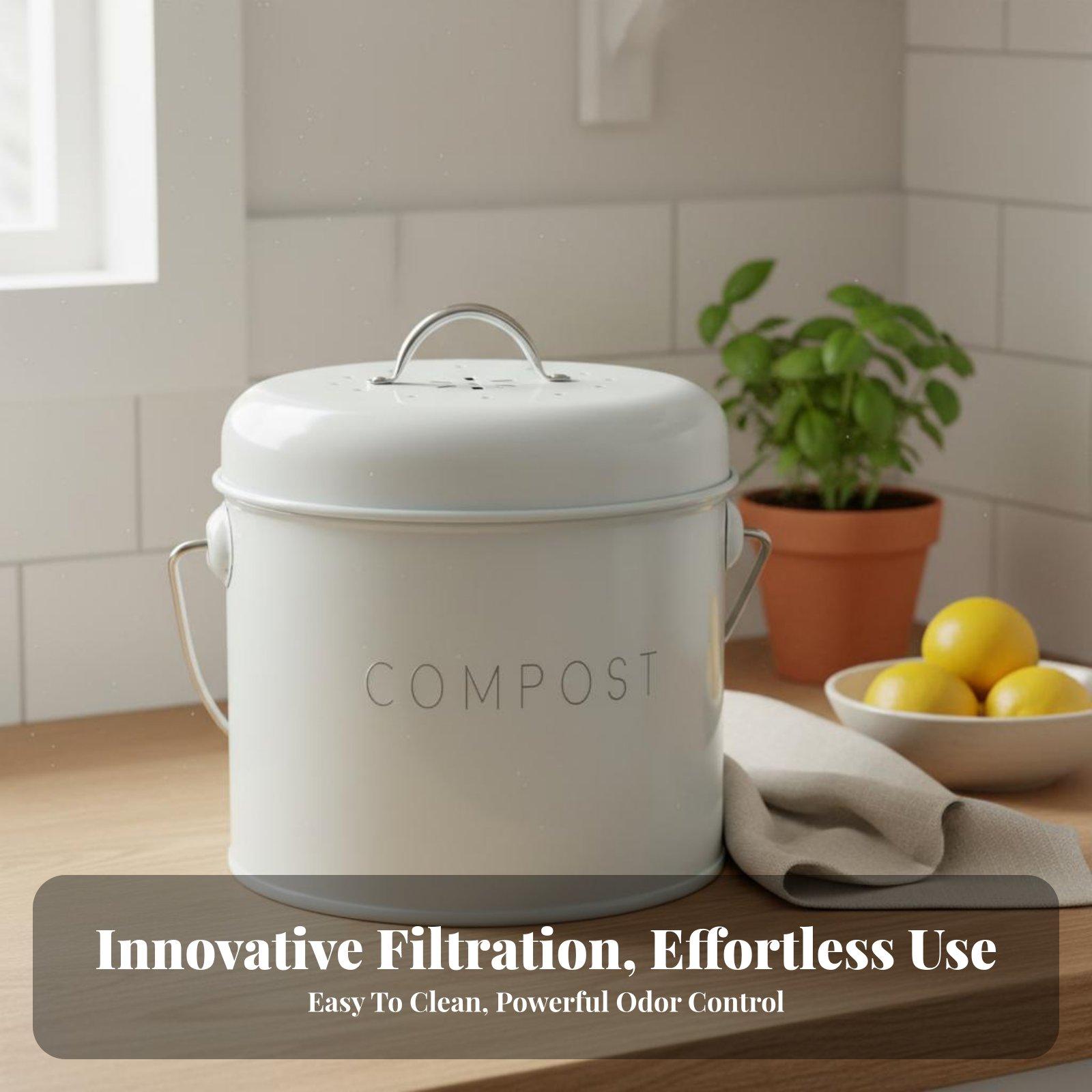 キッチン用卓上ゴミ箱、コンパクトな蓋付きコンポスト容器、堆肥 - Compost Bin のレビューと価格